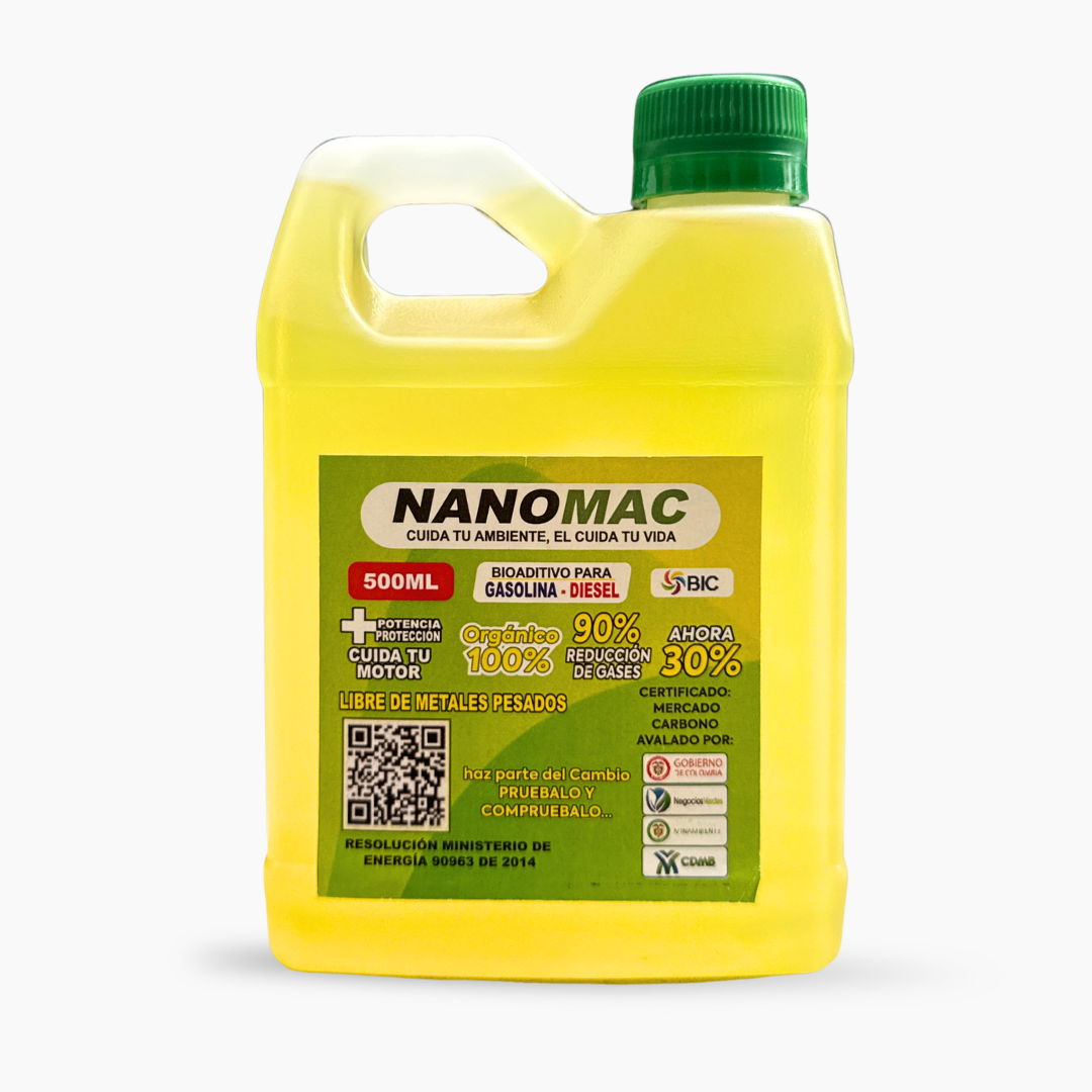 NANOMAC 500 ml · Bioaditivo Nanotecnológico para Gasolina